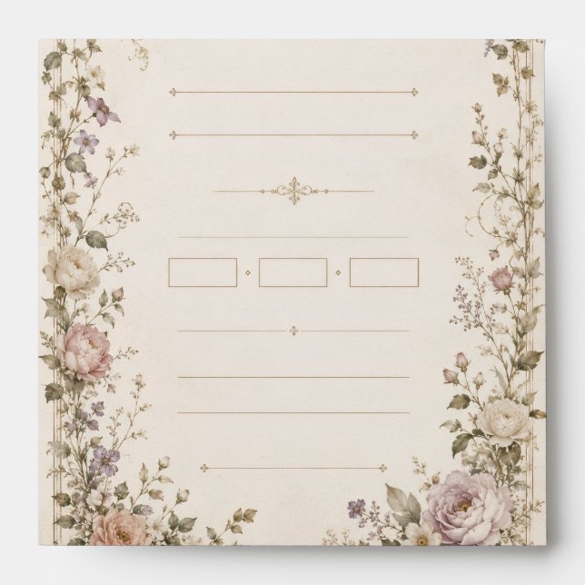 Vintage Garden Wedding Stationery style Envelope (Front)