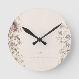 Vintage Garden Wedding Stationery style Round Clock