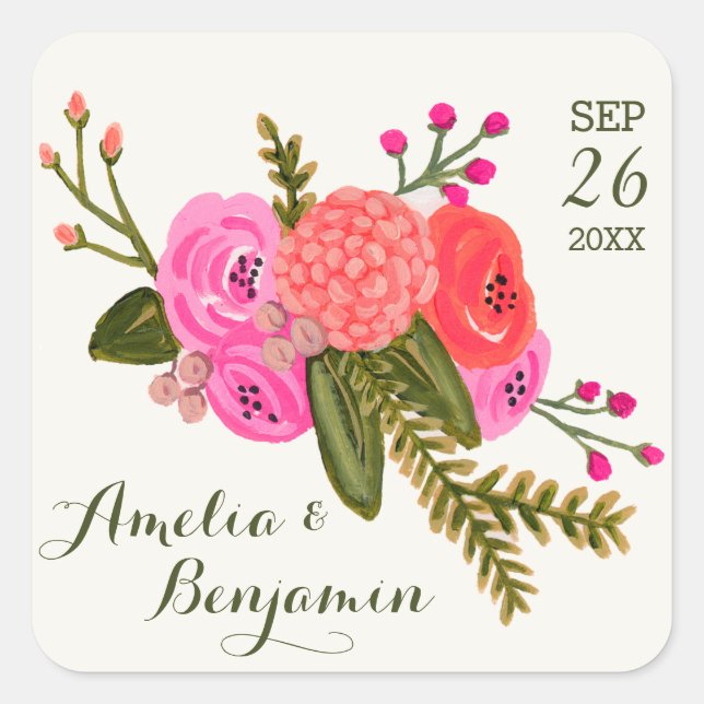 Vintage Garden Wedding Stickers (Front)