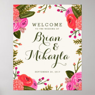 Vintage Garden Wedding Welcome Poster