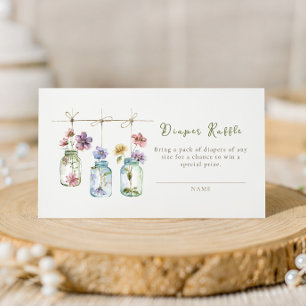 Vintage Garden Wildflower Glass Jar Diaper Raffle Enclosure Card