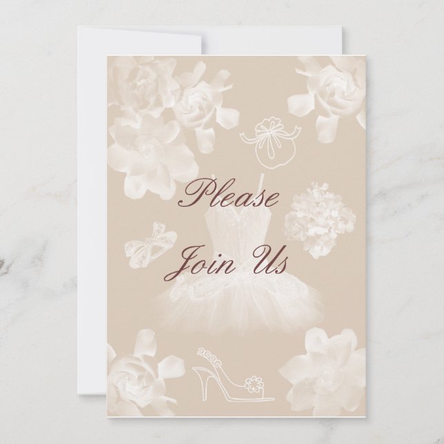 Vintage Gardenia Bridal Shower Invitation (Front)