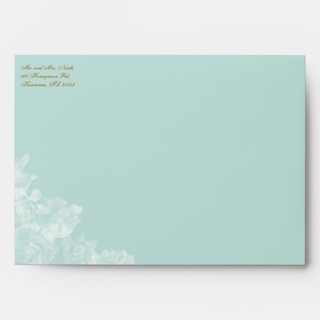 Vintage Gardenia Envelope 7" x 5" Greeting Card (Front)