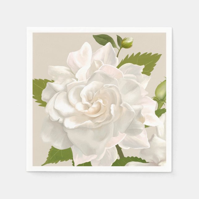 Vintage Gardenia Floral Napkin (Front)