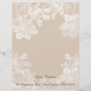 Vintage Gardenia Letterhead Stationery Design