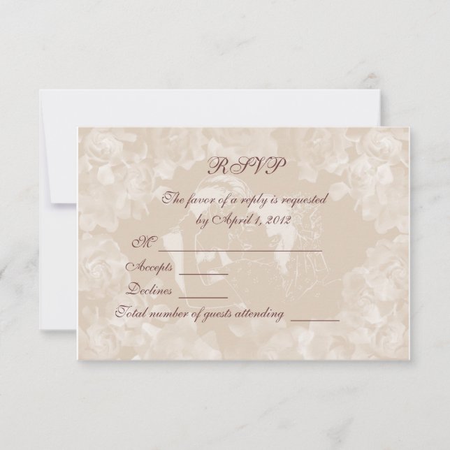 Vintage Gardenia RSVP Invitation Card (Front)