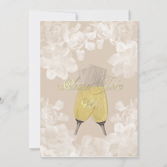 Vintage Gardenia Sand Engagement Invitation (Front)