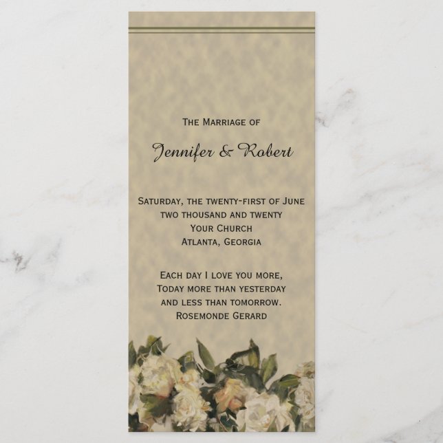 Vintage Gardenia Wedding Program Programme (Front)