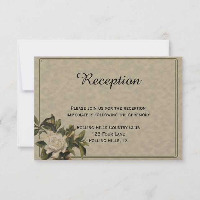 Vintage Gardenia Wedding Reception Invitation (Front)