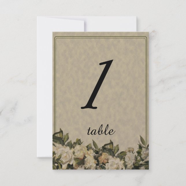 Vintage Gardenia Wedding Table card (Front)