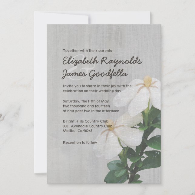 Vintage Gardenias Wedding Invitations (Front)