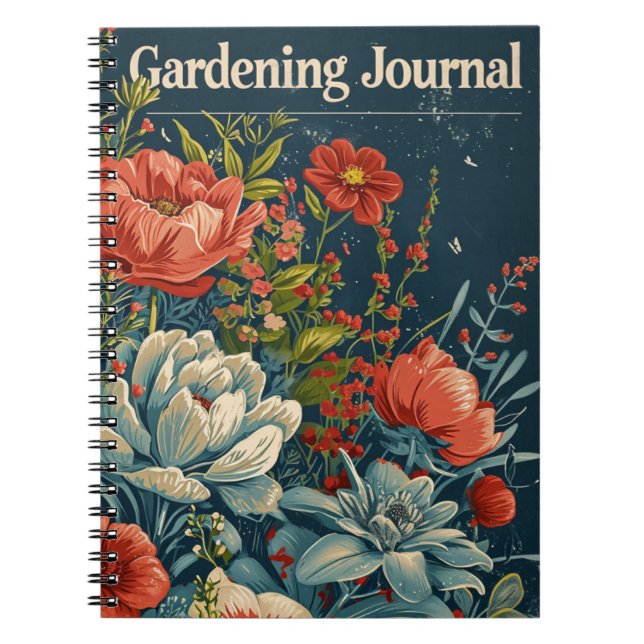 Vintage Gardening Flowers Notebook (Front)