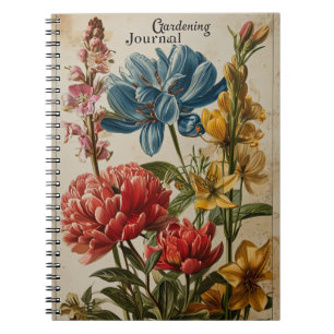 Vintage Gardening Flowers Notebook