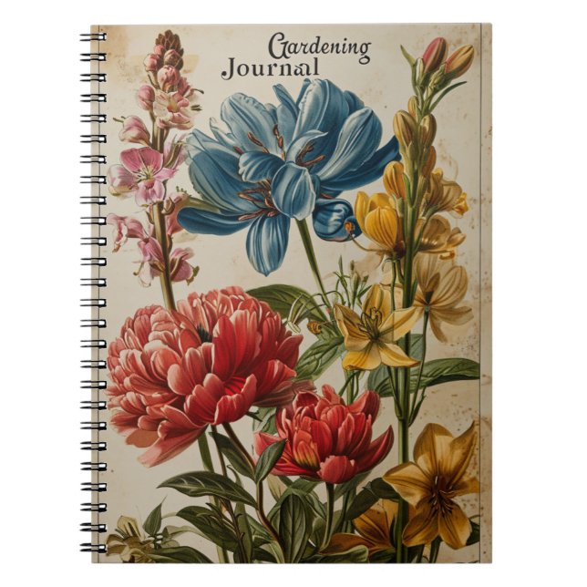 Vintage Gardening Flowers Notebook (Front)