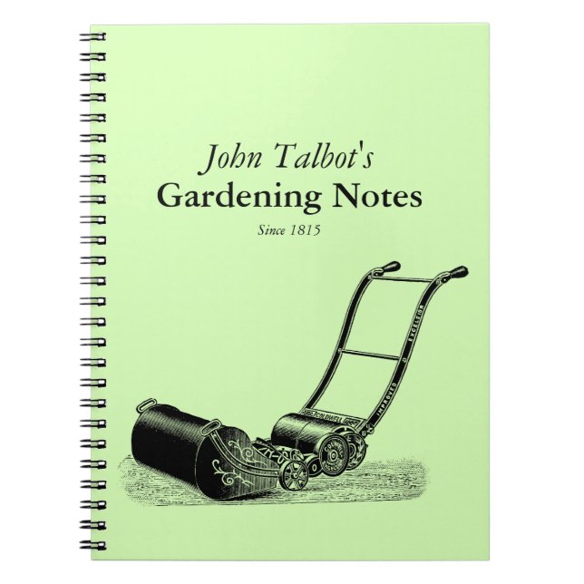 VINTAGE Gardening Tools Lawnmower Garden Notes Notebook (Front)