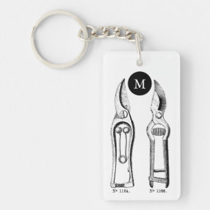 VINTAGE Gardening Tools Pruners Monogram corporate Key Ring