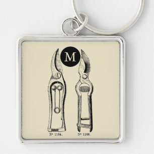 VINTAGE Gardening Tools Pruners Monogram Keychain