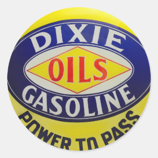 Vintage Gas Pump Dixie Oils Gasoline Hot Rod Era Classic Round Sticker