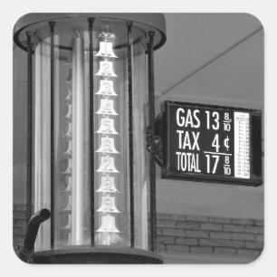 Vintage Gas Pump Face With Price List Square Sticker