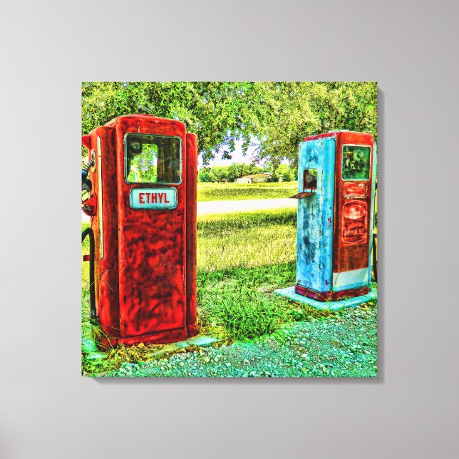 Vintage Gas Pump Photography Canvas Print (Front)