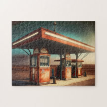 Vintage Gas Station 4 Easy Brain Art Puzzles Photo