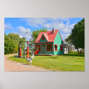 Vintage Gas Station, Red Oak II, Missouri Poster