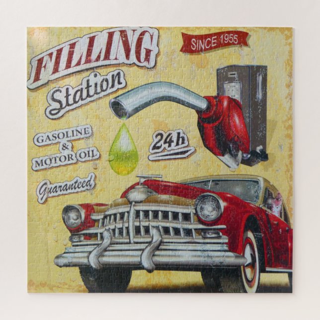 Vintage Gas Station sign. Jigsaw Puzzle (Vertical)