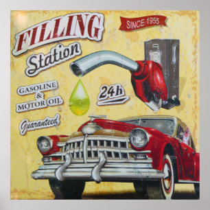 Vintage Gas Station sign. Poster