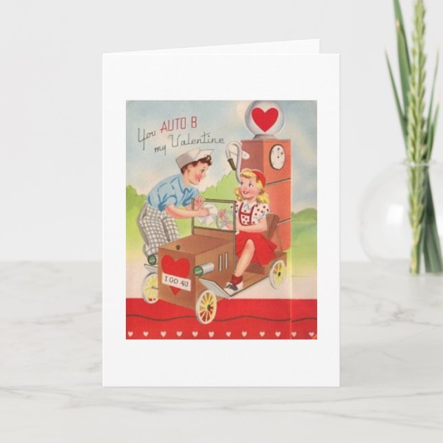 Vintage Gas Station Valentine's Day Card (Front)