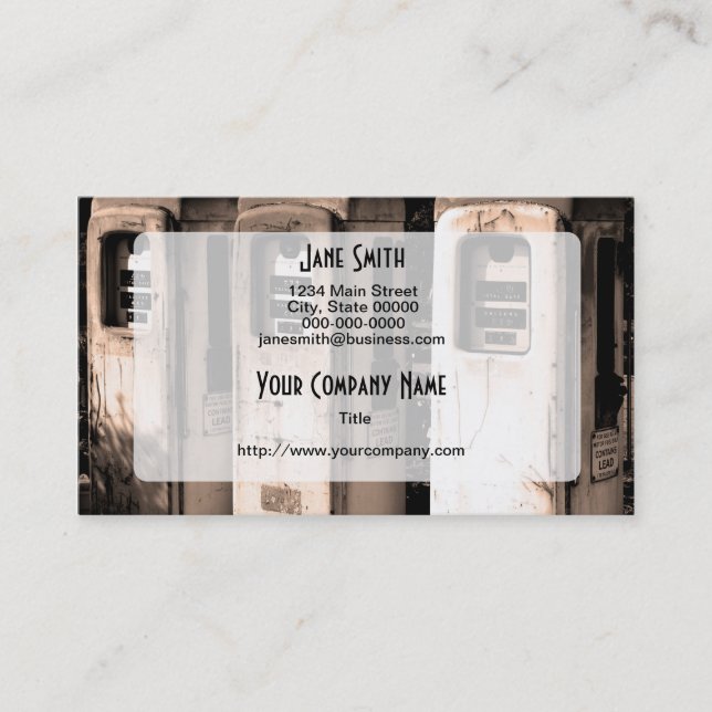 Vintage Gasoline Pumps Business Card (Front)