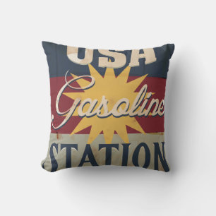 Vintage Gasoline Sign Cushion