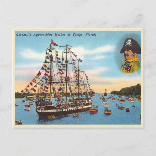 Vintage Gasparilla pirate ship Postcard (Front)