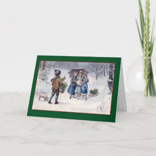 Vintage Gathering Pine Boughs - A Christmas Card