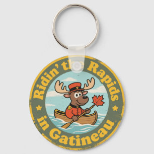 Vintage Gatineau Quebec Moose Canoeing Key Ring
