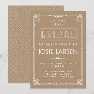 Vintage Gatsby Art Deco Bridal Shower Invitations