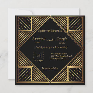 Vintage Gatsby Style Wedding Invitation