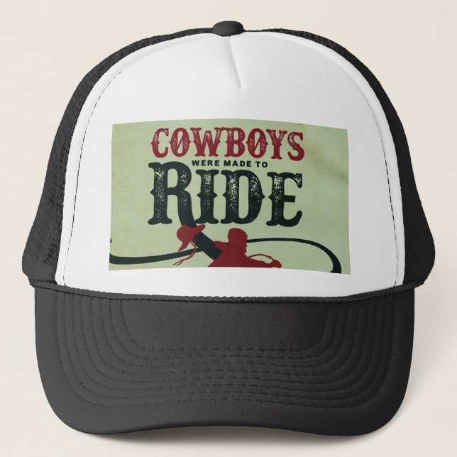 Vintage Gay Cowboy White & Black Trucker Hat (Front)