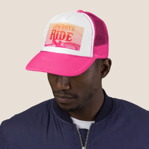 Vintage Gay Cowboy White & Hot Pink Trucker Hat