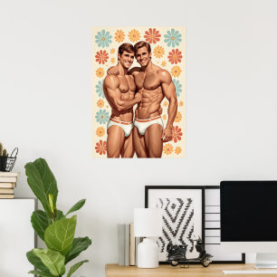Vintage Gay Flower Power Poster