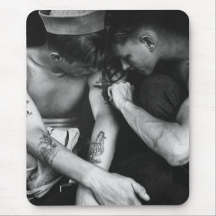 Vintage gay interest hunk sailors with tattoos mouse mat