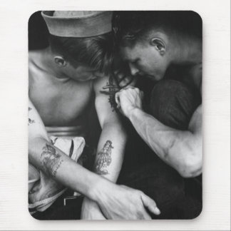 Vintage gay interest hunk sailors with tattoos mouse mat