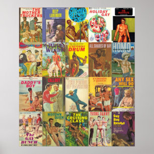 Vintage Gay Pulp Fiction Collage Version 2 Poster
