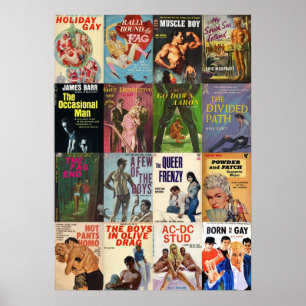Vintage Gay Pulp Fiction Collage Version 3 Poster
