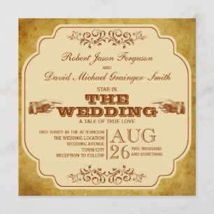 Vintage Gay Wedding Theatre Production Invitation