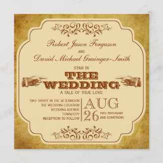 Vintage Gay Wedding Theatre Production Invitation