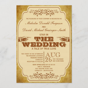 Vintage Gay Wedding Theatre Production Invitation