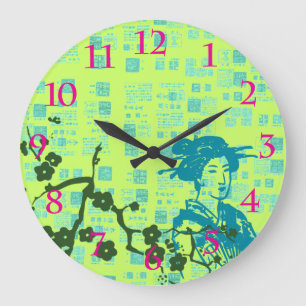 Vintage Geisha Collage Large Clock
