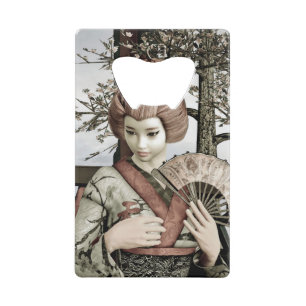 Vintage Geisha Kimono Fan Illustration