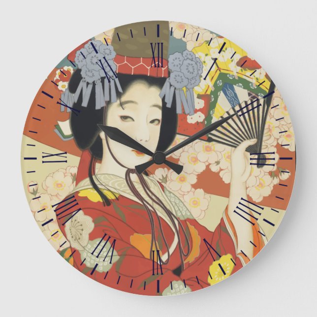 Vintage Geisha Large Clock (Front)
