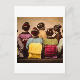 Vintage Geishas in Colourful Kimonos and Obis Postcard
